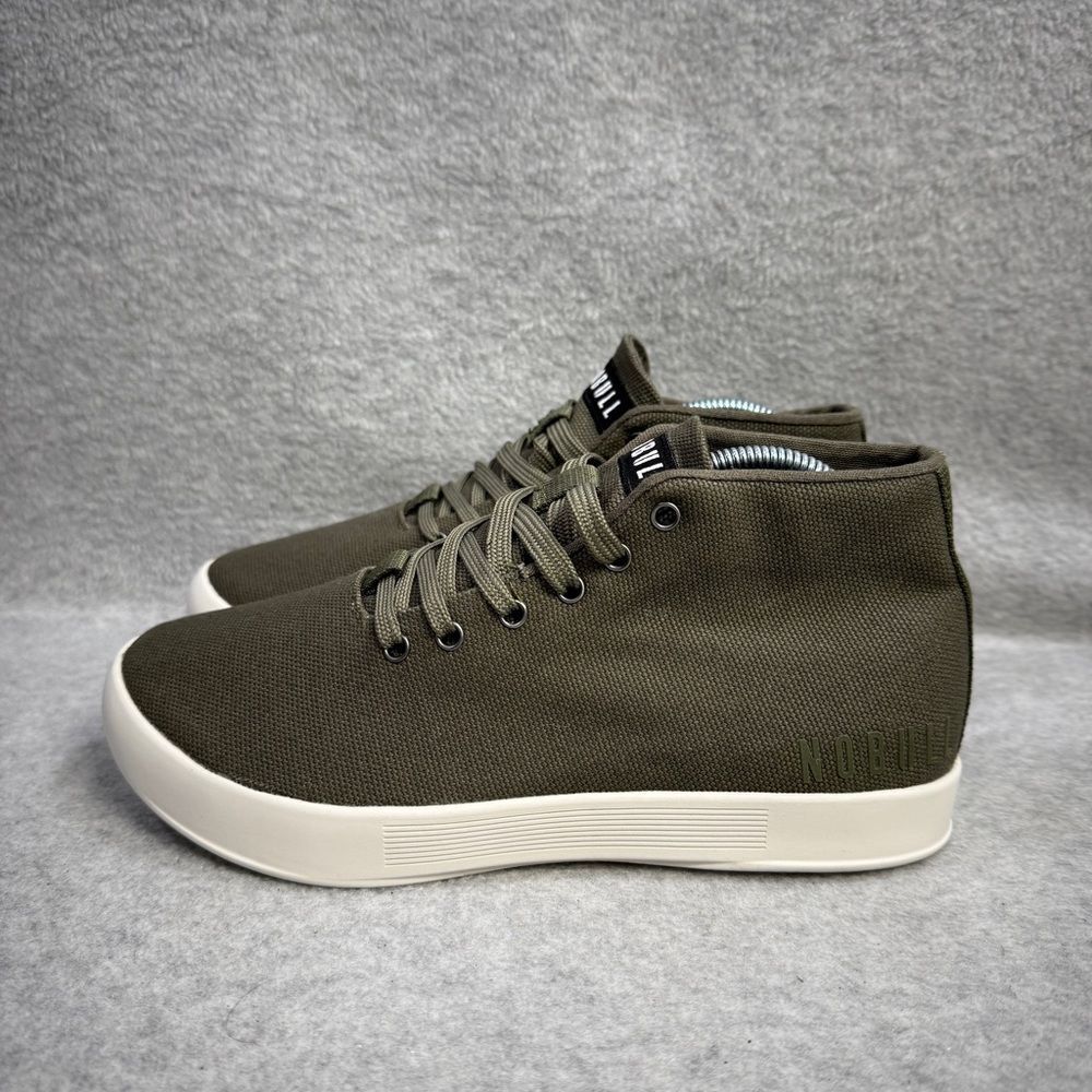 NOBULL Olive Canvas High-Top Trainers with Cream Sole